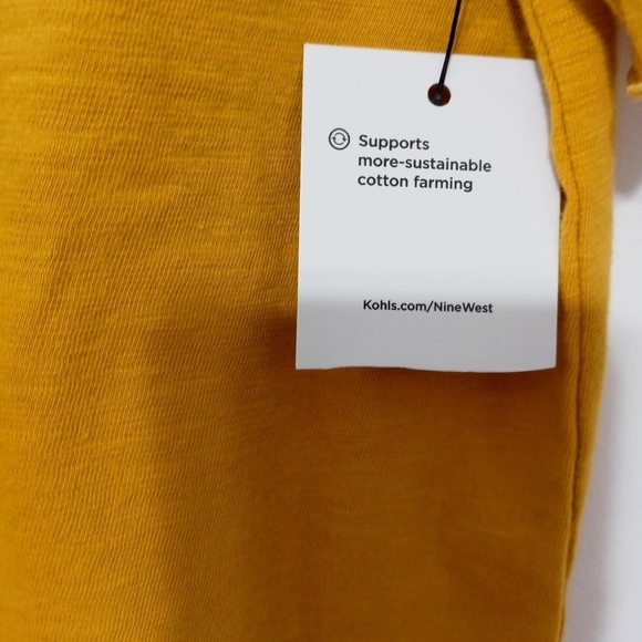 Nine West Women's Short Ruffled Sleeves V neck Deep Yellow Blouse NWT - Picture 8 of 9